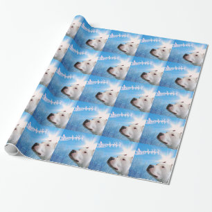 Papier Cadeau Chien blanc le père noël de attente de Terrier d