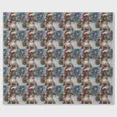 Papier Cadeau Chien Boxer à Vélo à Noël (Plat)