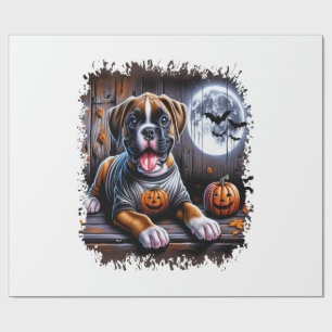 Papier Cadeau Chien Boxer Halloween