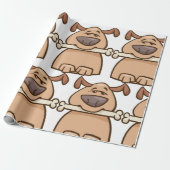 Papier Cadeau Chien Brown Avec Papier D'Enveloppement D'Os (Déroulé)