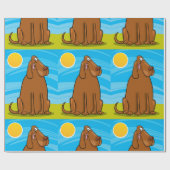 Papier Cadeau Chien Brun Géant Drôle Assis au Soleil (Plat)