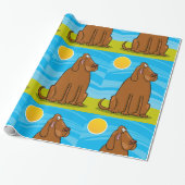 Papier Cadeau Chien Brun Géant Drôle Assis au Soleil (Déroulé)
