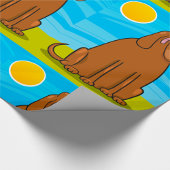 Papier Cadeau Chien Brun Géant Drôle Assis au Soleil