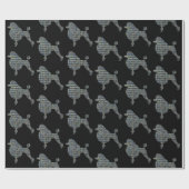 Papier Cadeau Chien Caniche Quadrillage Jaune & Bleu (Plat)