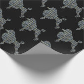 Papier Cadeau Chien Caniche Quadrillage Jaune & Bleu (Coin)