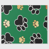 Papier Cadeau Chien canin de luxe noir et bronzé empreinte de pa (Plat)