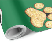 Papier Cadeau Chien canin de luxe noir et bronzé empreinte de pa (Coin rond)