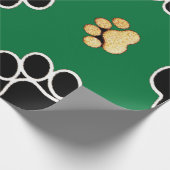 Papier Cadeau Chien canin de luxe noir et bronzé empreinte de pa (Coin)