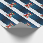 Papier Cadeau Chien carlin avec cadeaux de Noël (Coin)