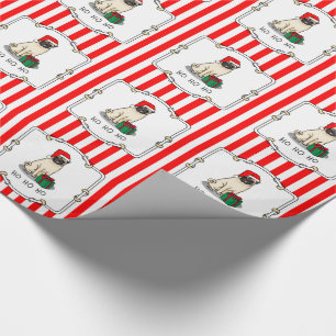 Papier Cadeau Chien Carlin de Noël de Noël de Père Noël (faon cl