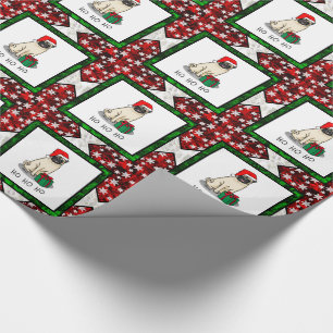 Papier Cadeau Chien Carlin de Noël de Noël de Père Noël (faon cl