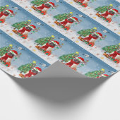 Papier Cadeau Chien carlin en neige avec cadeaux de Noël (Coin)