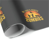 Papier Cadeau Chien Chasse Les Zombies Design Halloween (Coin rond)