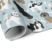 Papier Cadeau Chien Chien Chien Chien Chien Chien Paws et Os (Coin rond)