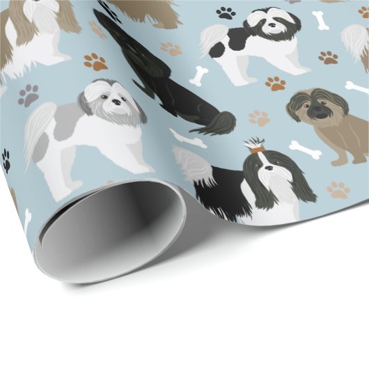 Papier Cadeau Chien Chien Chien Chien Chien Chien Paws et Os (Coin rond)