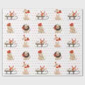Papier Cadeau Chien Chien Chien Chien Rouge Point Motif Papier d (Plat)