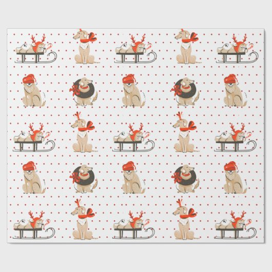 Papier Cadeau Chien Chien Chien Chien Rouge Point Motif Papier d (Plat)