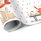 Papier Cadeau Chien Chien Chien Chien Rouge Point Motif Papier d (Coin rond)