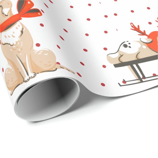 Papier Cadeau Chien Chien Chien Chien Rouge Point Motif Papier d (Coin rond)