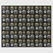 Papier Cadeau Chien Chien Chien Paks Black Gold Noël Photo (Plat)