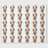 Papier Cadeau Chien Chihuahua avec coeurs Saint-Valentin (Plat)