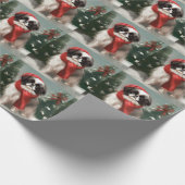 Papier Cadeau Chien chinois japonais à Noël de neige (Coin)