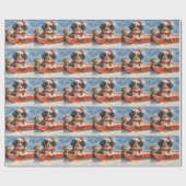 Papier Cadeau Chien chinois japonais dans la corniche laissez pa (Plat)