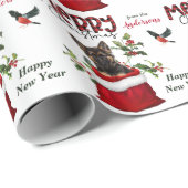 Papier Cadeau Chien chiot allemand dans le sac cadeau de Noël (Coin rond)