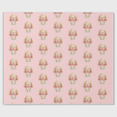 Papier Cadeau Chien chiot avec fleurs (Plat)