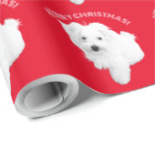 Papier Cadeau Chien chiot maltais le plus mignon jamais à Noël (Coin rond)