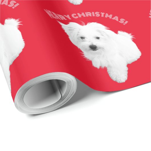 Papier Cadeau Chien chiot maltais le plus mignon jamais à Noël (Coin rond)