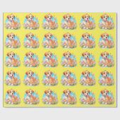 Papier Cadeau Chien chiot mignon (Plat)