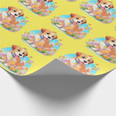 Papier Cadeau Chien chiot mignon (Coin)