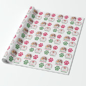 Papier Cadeau Chien chiot mignon premier Noël 2 photo période fé (Déroulé)