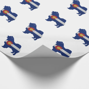 Papier Cadeau Chien Chow Chow race Silhouette Colorado Drapeau