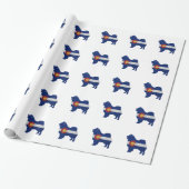 Papier Cadeau Chien Chow Chow race Silhouette Colorado Drapeau (Déroulé)