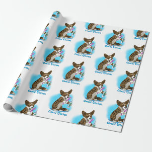 Papier Cadeau Chien Corgi avec brosse à dents