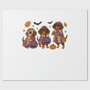 Papier Cadeau Chien Dachshund Fantôme Halloween