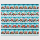 Papier Cadeau Chien dalmate avec cadeaux de Noël (Plat)