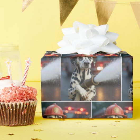 Papier Cadeau Chien Dalmatien Avec Un Tuyau D'Incendie (Fête d'anniversaire)