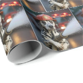 Papier Cadeau Chien Dalmatien Avec Un Tuyau D'Incendie (Coin rond)
