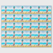 Papier Cadeau Chien Dalmation sur la plage (Plat)