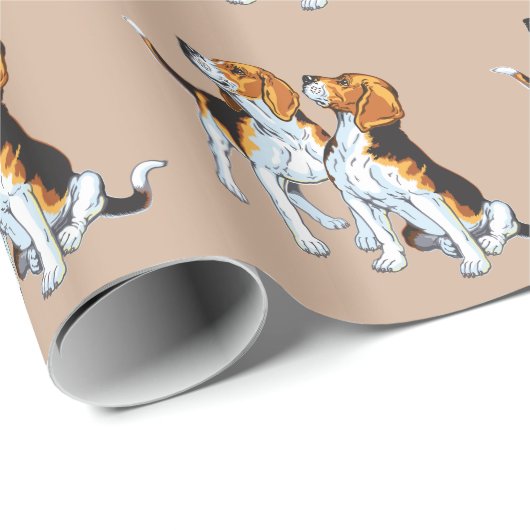 Papier Cadeau chien de beagle (Coin rond)