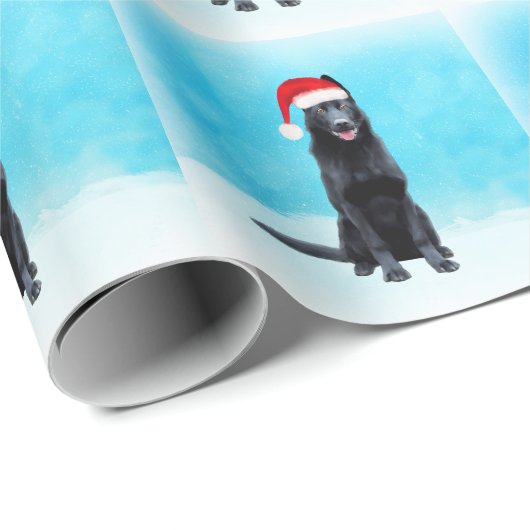 Papier Cadeau Chien De Berger Allemand Assis Dans Le Chapeau Du (Coin rond)