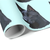 Papier Cadeau Chien de berger allemand noir (Coin rond)