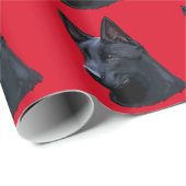 Papier Cadeau Chien de berger allemand noir (Coin rond)