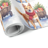 Papier Cadeau Chien de berger australien à queue courte à l'aqua (Coin rond)