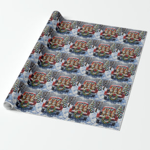Papier Cadeau Chien de Bétail Australien Camion Rouge de Noël Fê