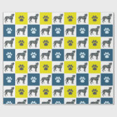 Papier Cadeau Chien de boîte & Paw Yellow & Black Grid Line (Plat)