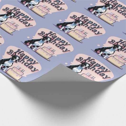 Papier Cadeau Chien de Boston Terrier coloré (Coin)